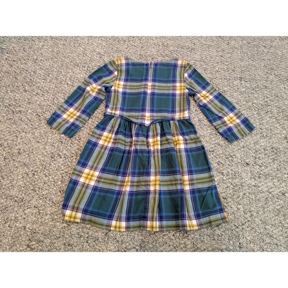 Mini Boden Johnnie B Green Plaid Dress Long Sleeve Cotton Holiday Girls 6-7 - Picture 8 of 8